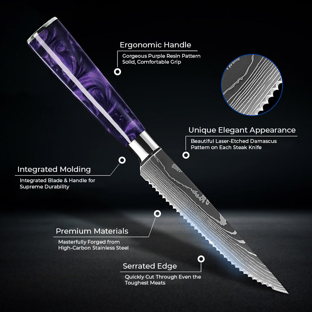 Amethyst Purple Resin Steak Knife Info and Specs