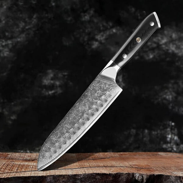 Senken Knives Shogun Japanese Damasucus Steel Santoku Knife Main