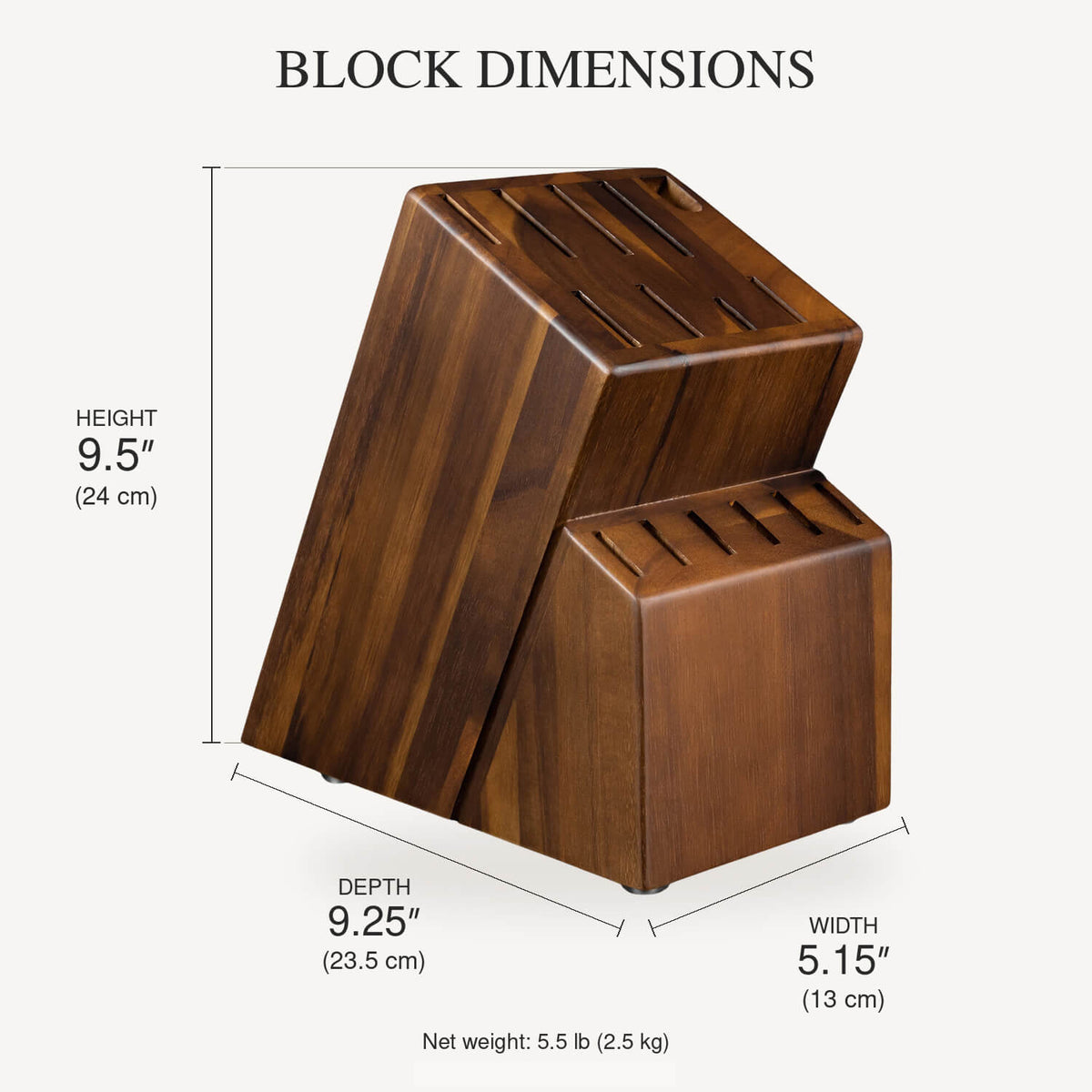 Acacia Knife Block Specs Dimensions Weight Senken