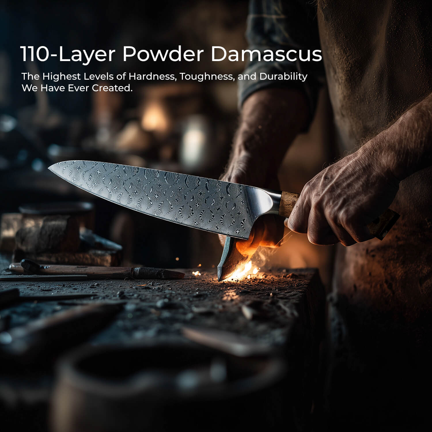 110 Layer Powder Damascus Steel Forged Chef Knife Japanese Senken Knives