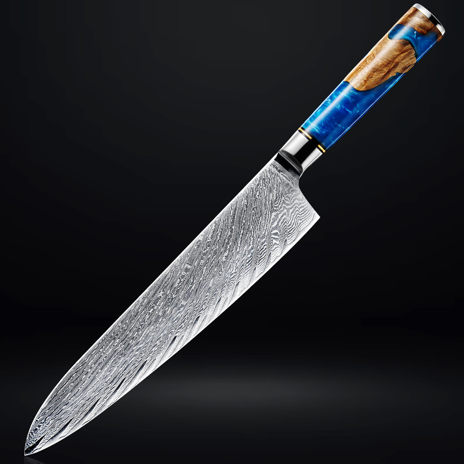 "Tsunami" Collection - Japanese Damascus Steel Knife Set Senken Knives 9.5" Chef's Knife