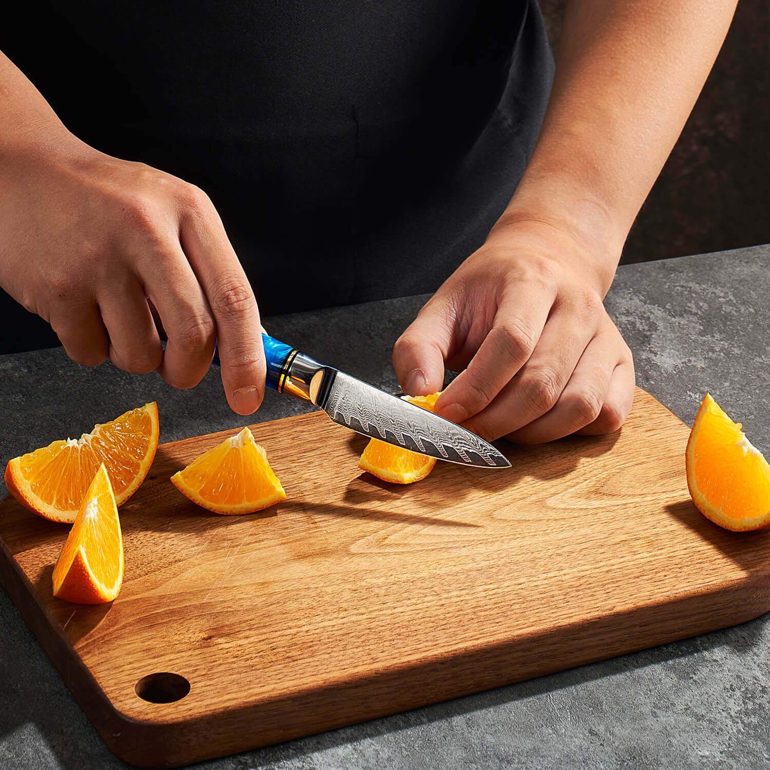 Tsunami Damascus Steel Paring Knife Cutting Fruit