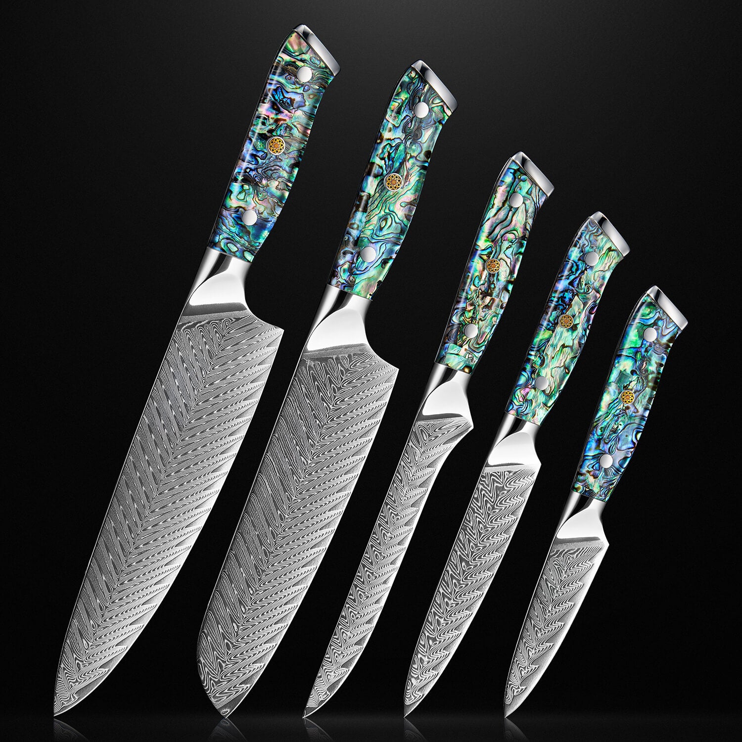 ステンレス 抗菌シェルナイフ 5個セット Umi Collection — Japanese VG10 Damascus Steel Knife Set with Abalone S