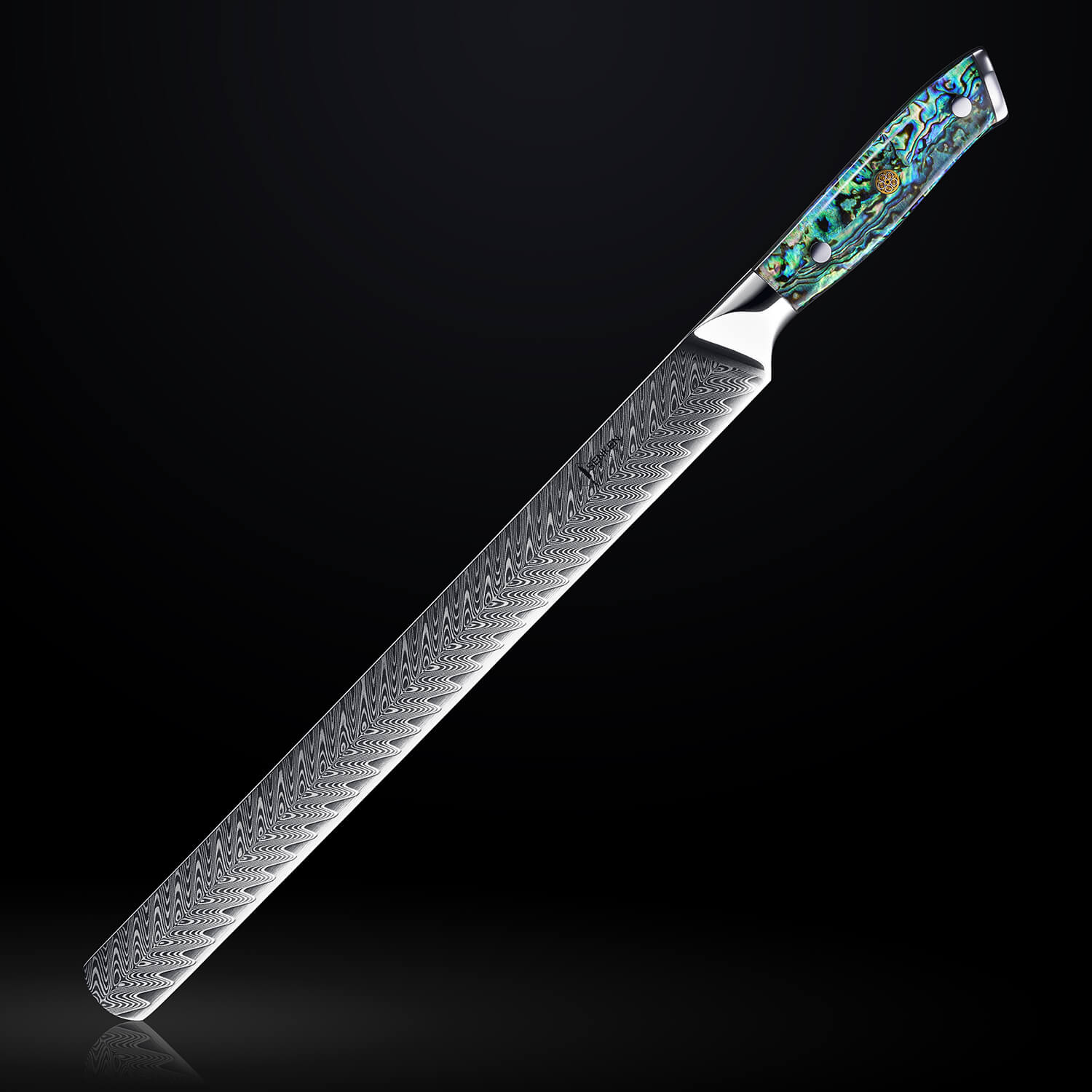 Umi Abalone Shell 12" Brisket Knife Damascus Steel Japanese VG10 Senken Knives