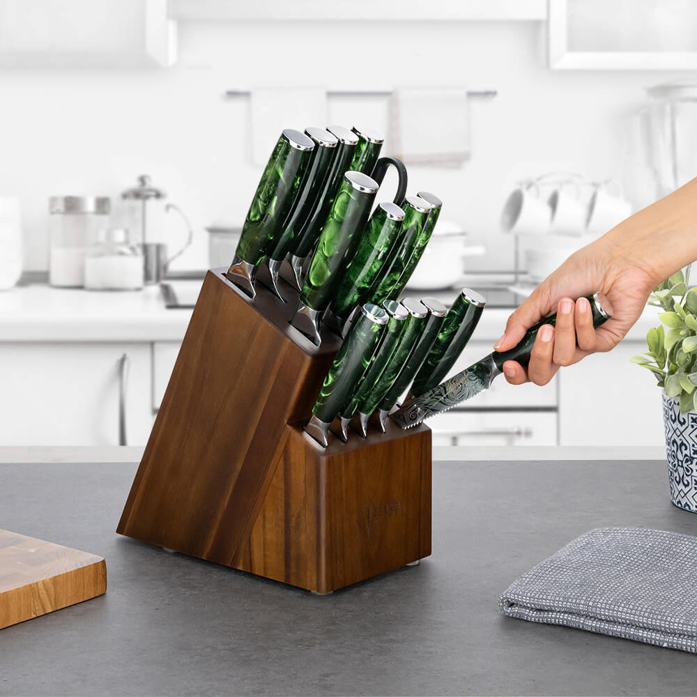 Wasabi Knife Block Set Kitchen Setting