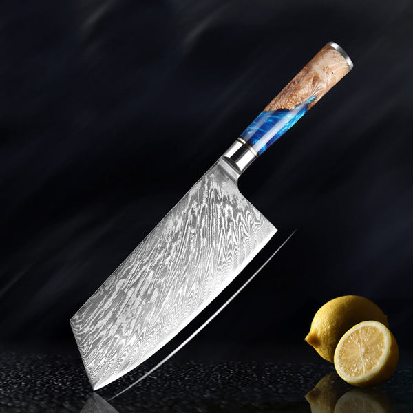 Tsunami Damascus Steel XL Cleaver Knife - Japanese VG10 Steel