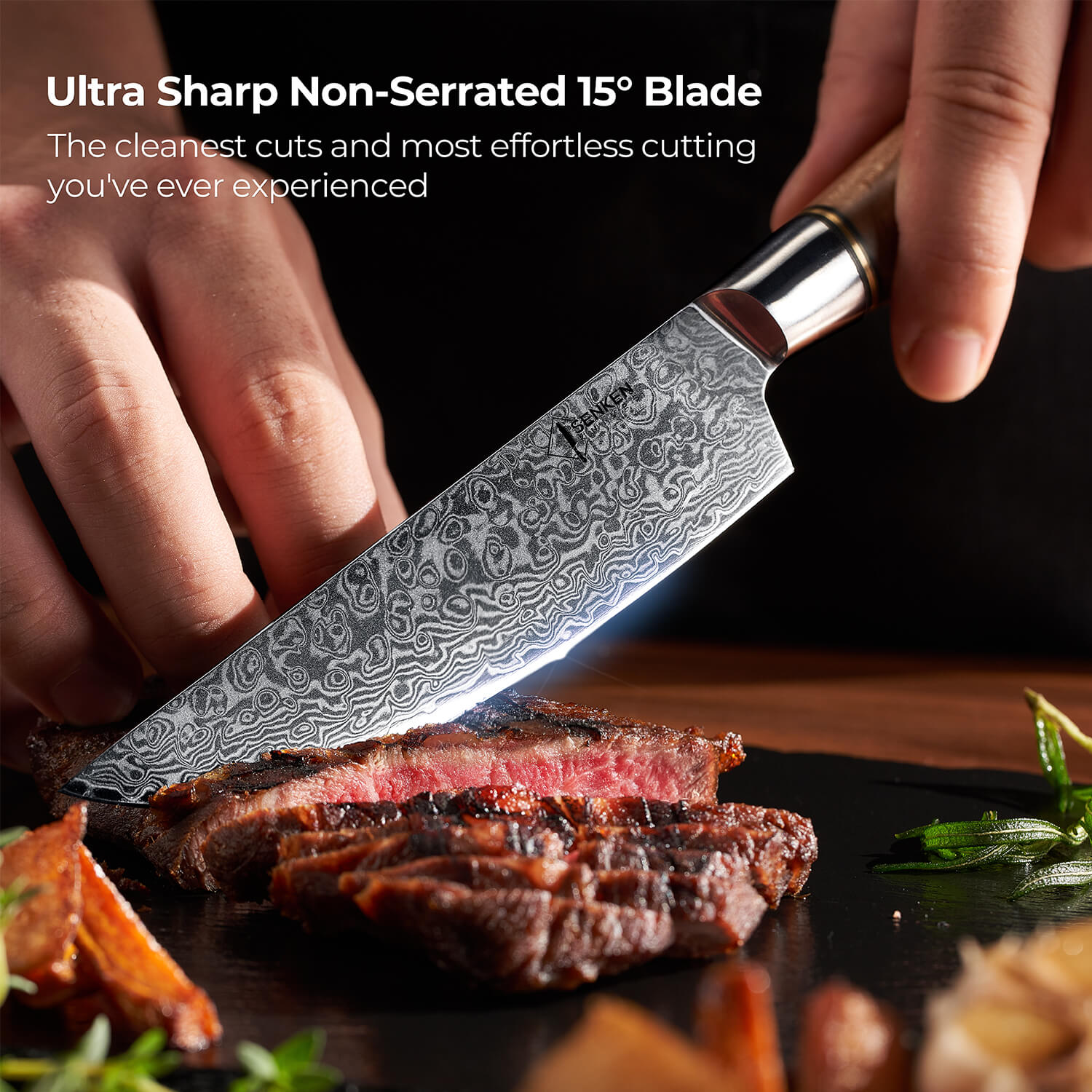 Dynasty Steak Knife Set — Japanese VG10 Damascus Steel with Sycamore W