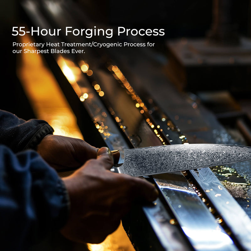 Dynasty Damascus Chef Knife Forging Process Infographic