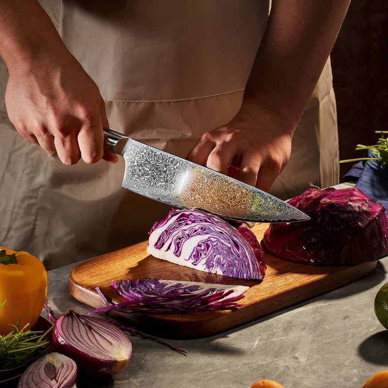 Extra Large Chef Knife Cutting Cabbage