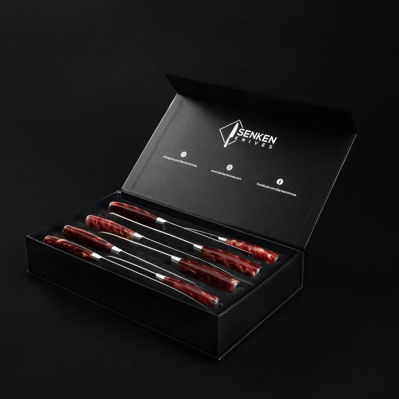 "Crimson" Collection - Premium Japanese Kitchen Knife Set with Damascus Pattern