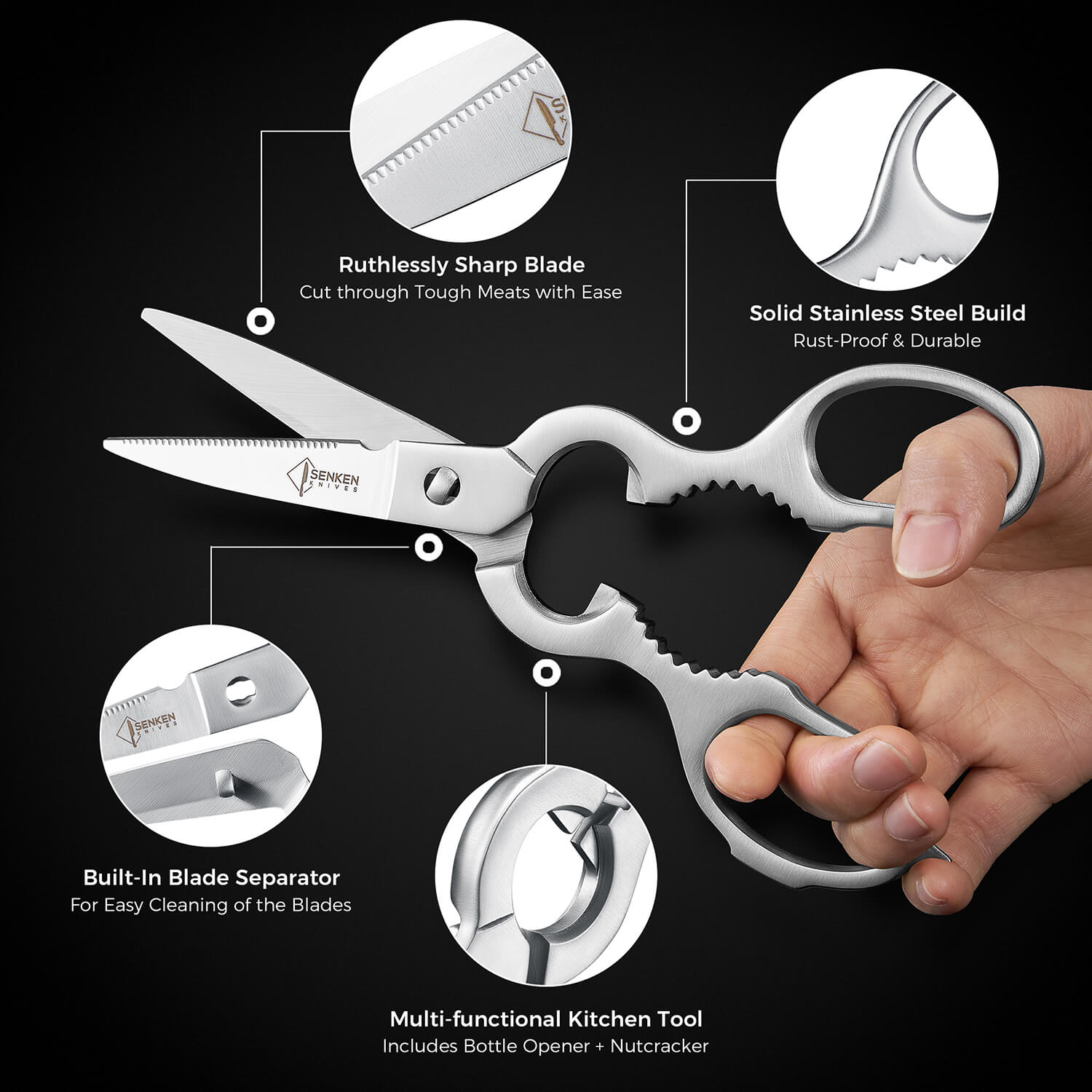 Dynasty Stainless Steel Kitchen Scissors All-Purpose Shears