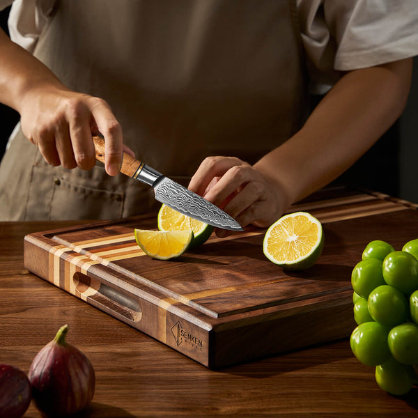 Dynasty Paring Knife Cutting Fruit Damascus Steel Knife with Cutting Board