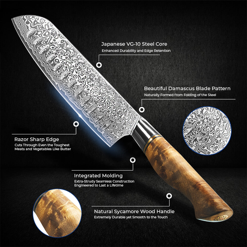 Dynasty Japanese Santoku Knife Infographic Measurements Specs
