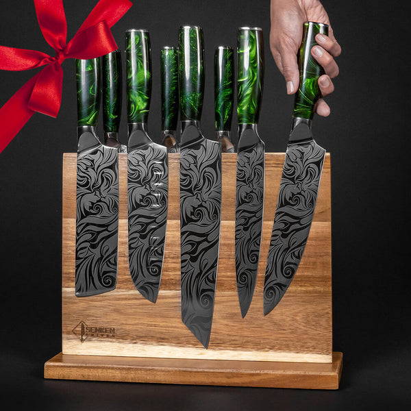Acacia Magnetic Knife Block Gift Set