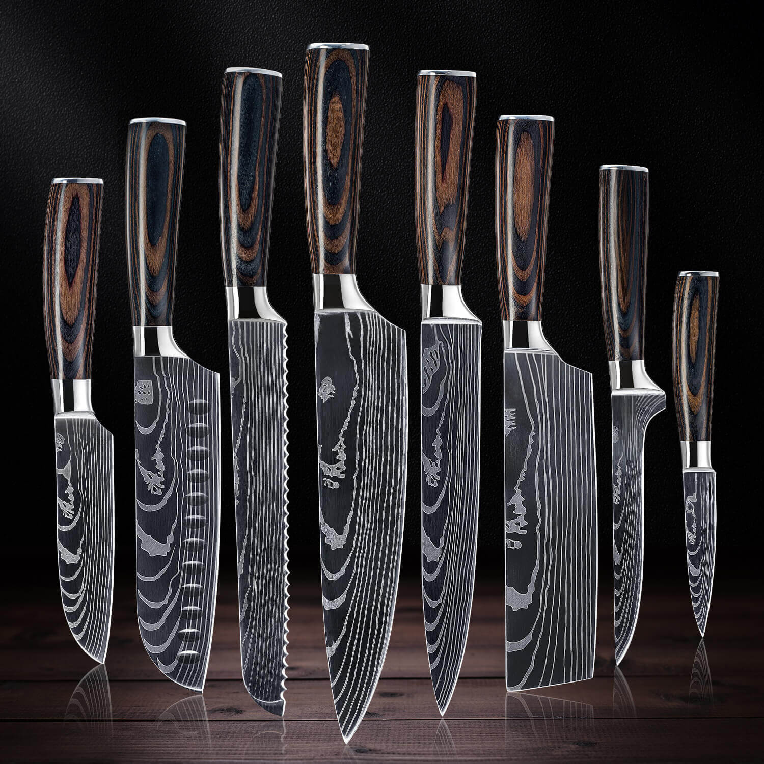 Imperial Damascus Pattern Knife Block Set 8-Piece Chef Knives