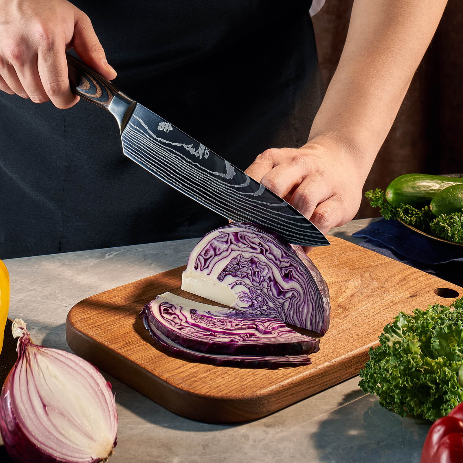 Imperial Collection — Japanese High-Carbon Steel Knife Set with Damasc