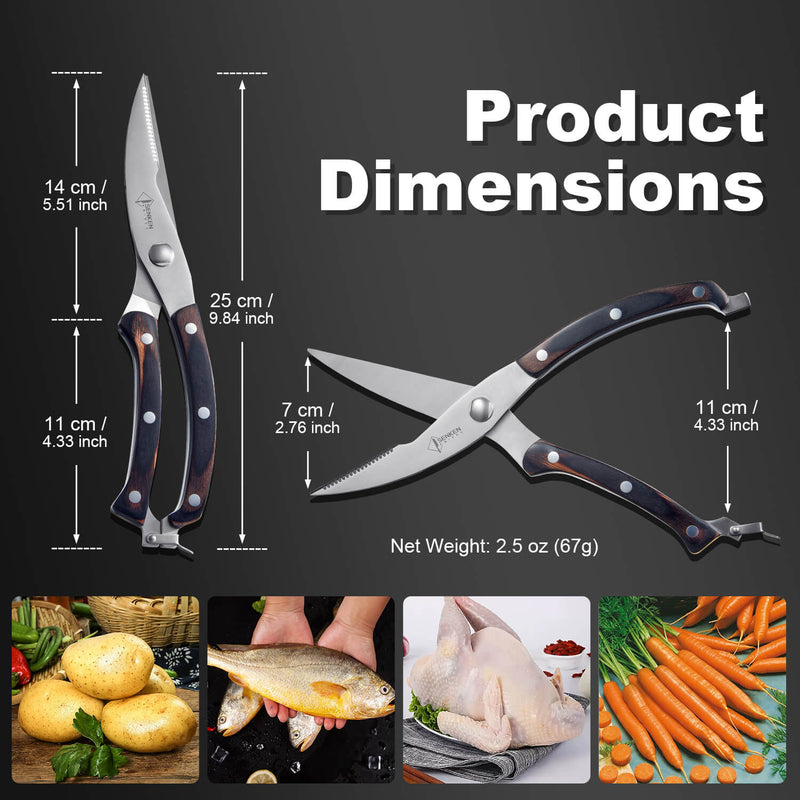 "Imperial" All-Purpose Kitchen Shears - Micro-Serrated Blade & Finished Wood Handle