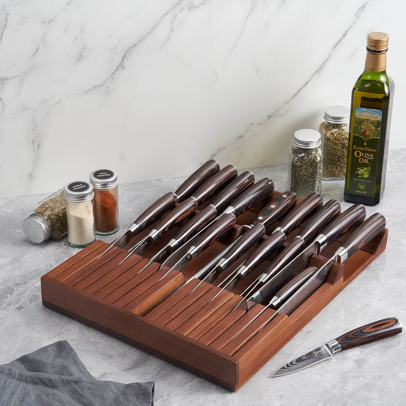 Senken Imperial Collection inside of an In-Drawer Kitchen Knife Block