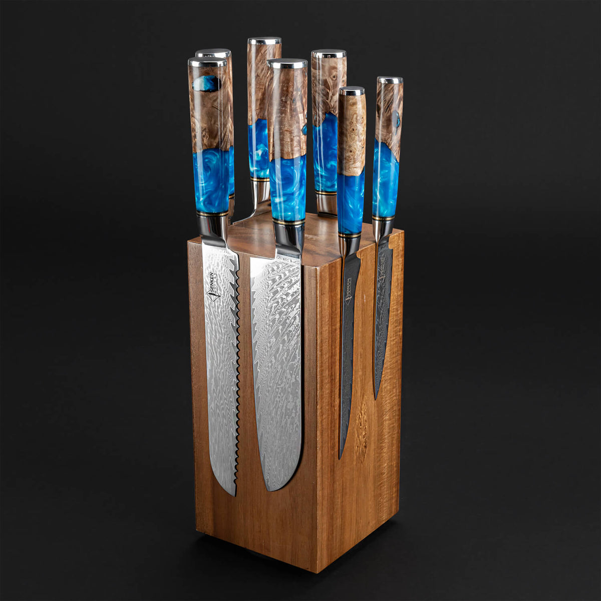 Block 360 Rotation Rotating Magnetic Knife Block — 360° Rotation, Acacia Hardwood
