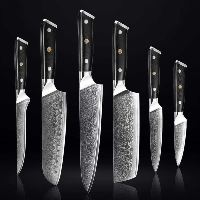 "Shogun" Collection - Japanese Damascus Steel Knife Set Senken Knives Entire Collection (6 Knives)