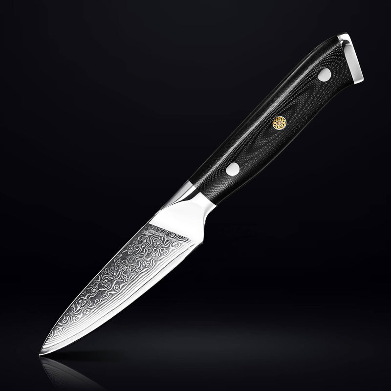 Shogun Damascus Paring Knife Black G10 Handle by Senken Knives Main Image