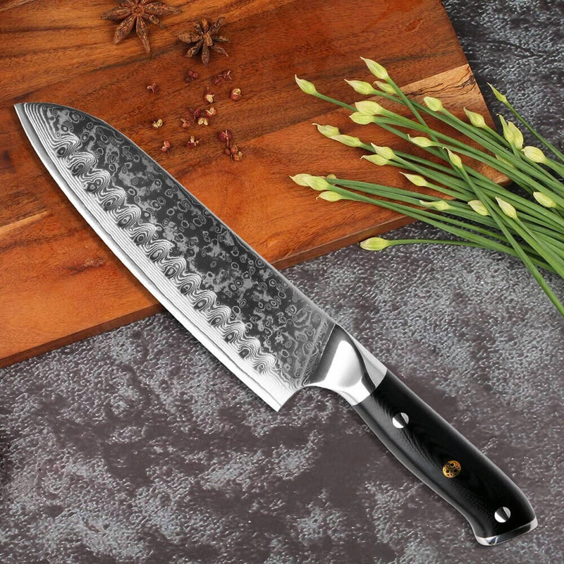 Senken Knives Shogun Japanese Damasucus Steel Santoku Knife Kitchen Lifestyle 1