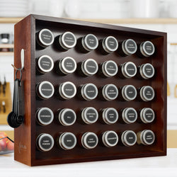 Wooden Spice Organizer 30 Glass Jars