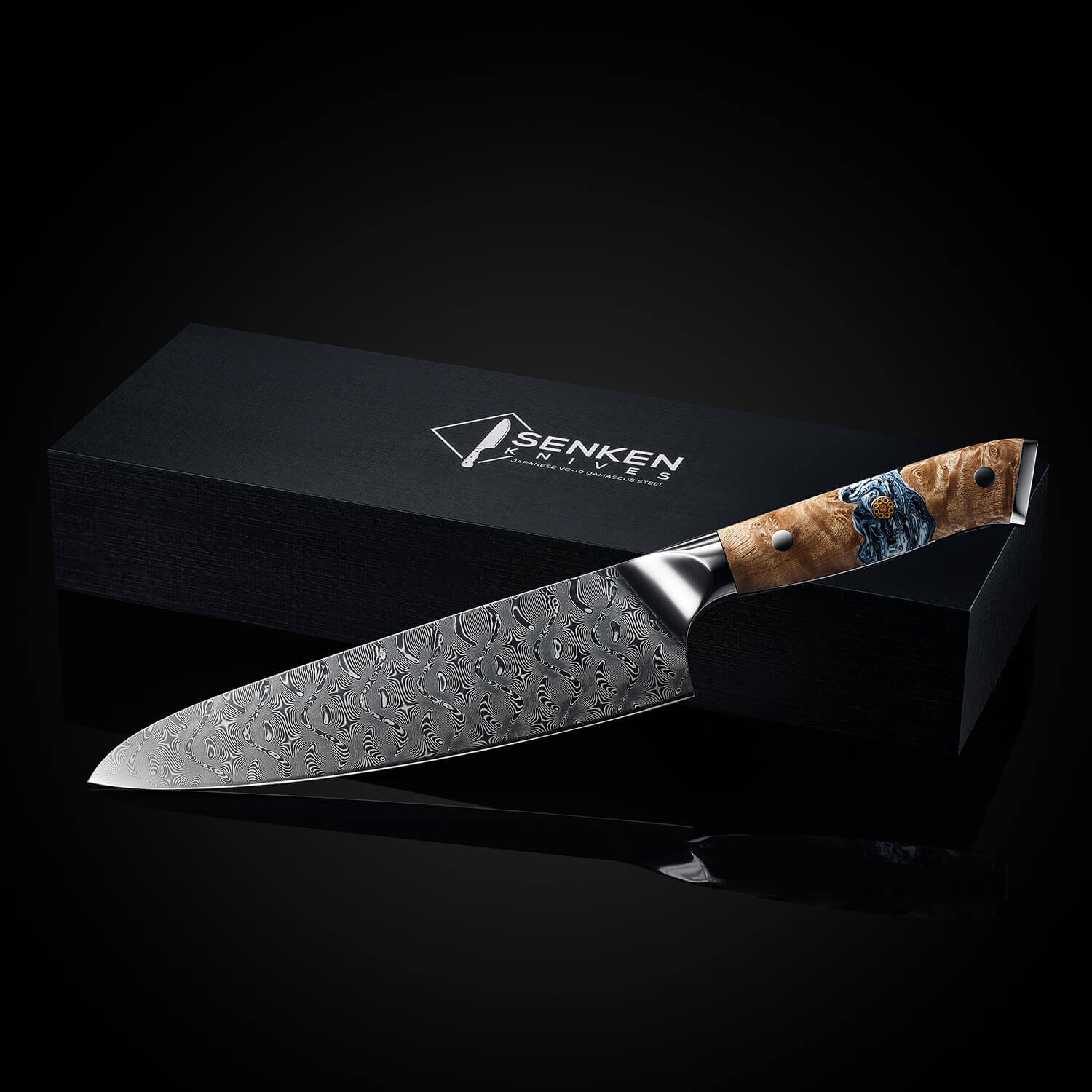 Japanese Chef Knife Gift Box 110 Layer Damascus Beautiful Powder Steel