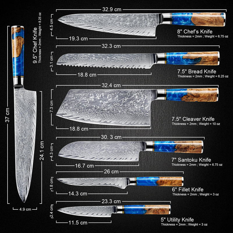 Senken Knives Tsunami Set Dimensions Measurements Weight