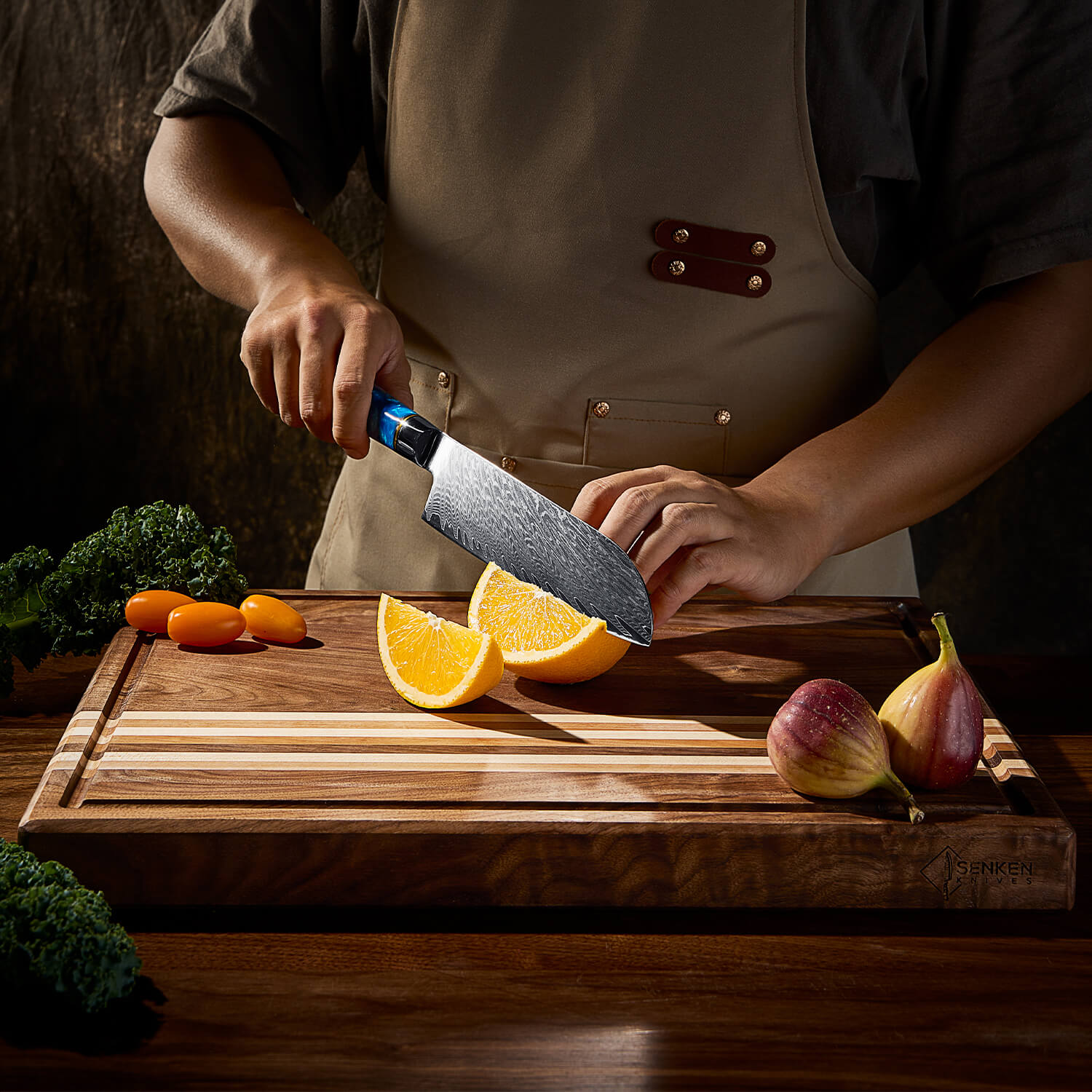 食器 sekibon Tsunami 15-Piece Japanese VG10 Damascus Knife Block Set — with Blue Re