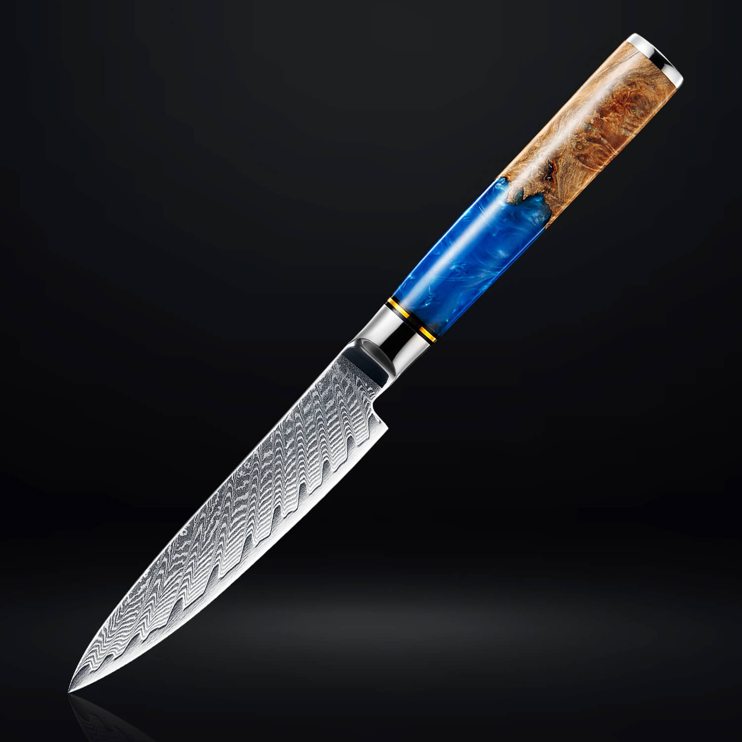 "Tsunami" Collection - Japanese Damascus Steel Knife Set Senken Knives 5" Utility Knife