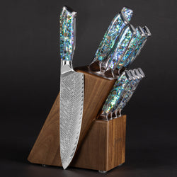 Umi Abalone 11 Piece Japanese Knife Block Set by Senken Knives Main Image Dark BG