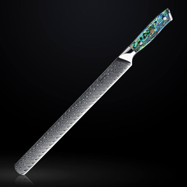 Umi Abalone Shell 12" Brisket Knife Damascus Steel Japanese VG10 Senken Knives