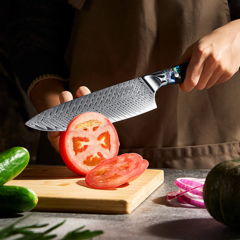 Abalone Chef Knife Slicing Vegetables