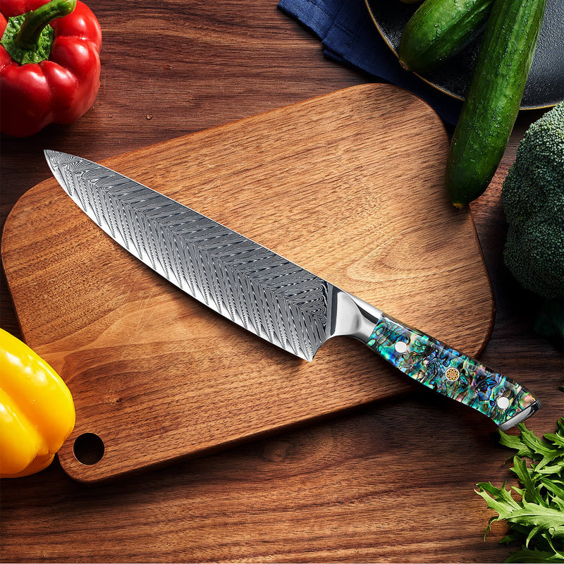 Senken Knives Umi Chef Knife on Cutting Board