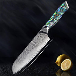 Umi Japanese Damascus Santoku Knife Main Dark BG