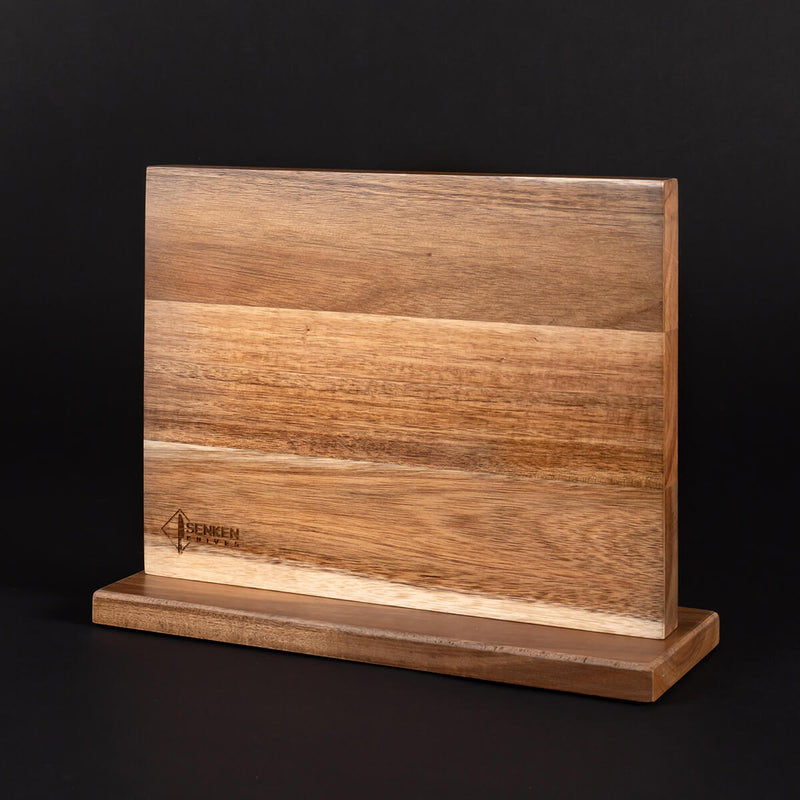 Acacia Wood Magnetic Knife Block Double Sided Senken Front View
