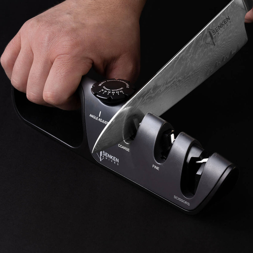 3-In-1 Handheld Knife Sharpener with Adjustable Angle Dial (14-24 degrees)