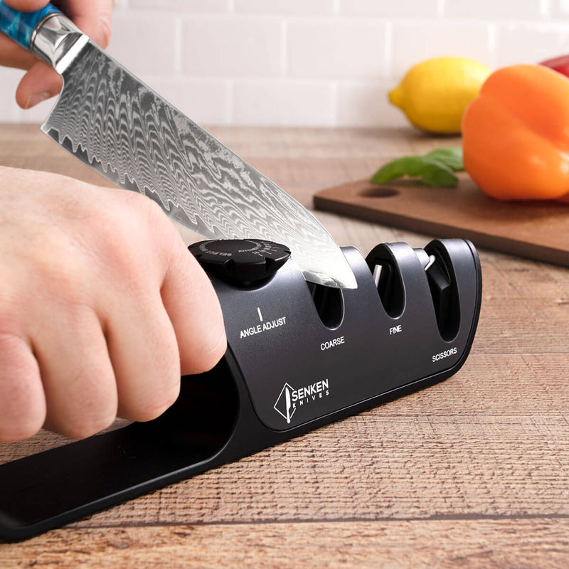  Cangshan 1026108 3-Stage Adjustable 14-24 Degree Professional  Knife + Scissor Sharpener Black: Home & Kitchen