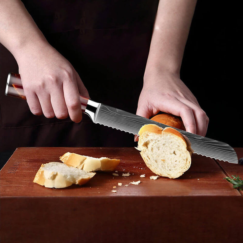 Crimson Bread Knife Cutting