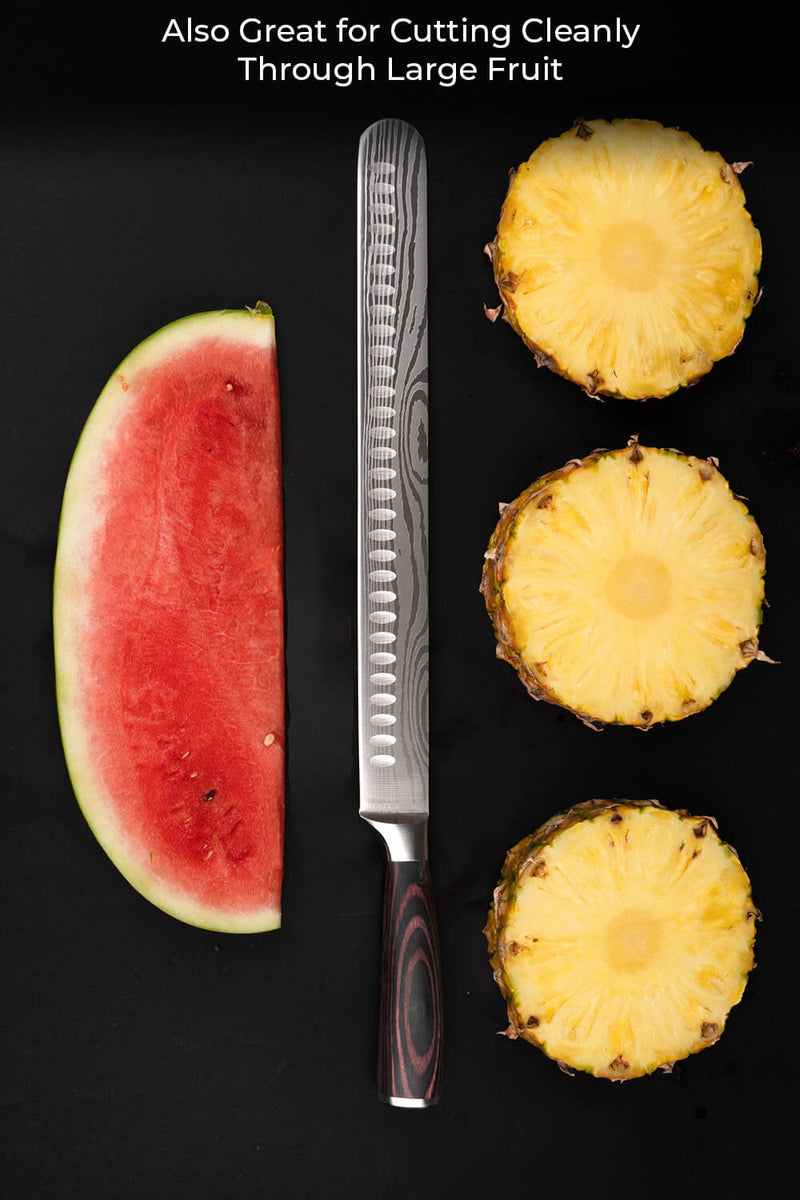Brisket Knife with Damascus Pattern Cutting Fruit Pineapple Watermelon