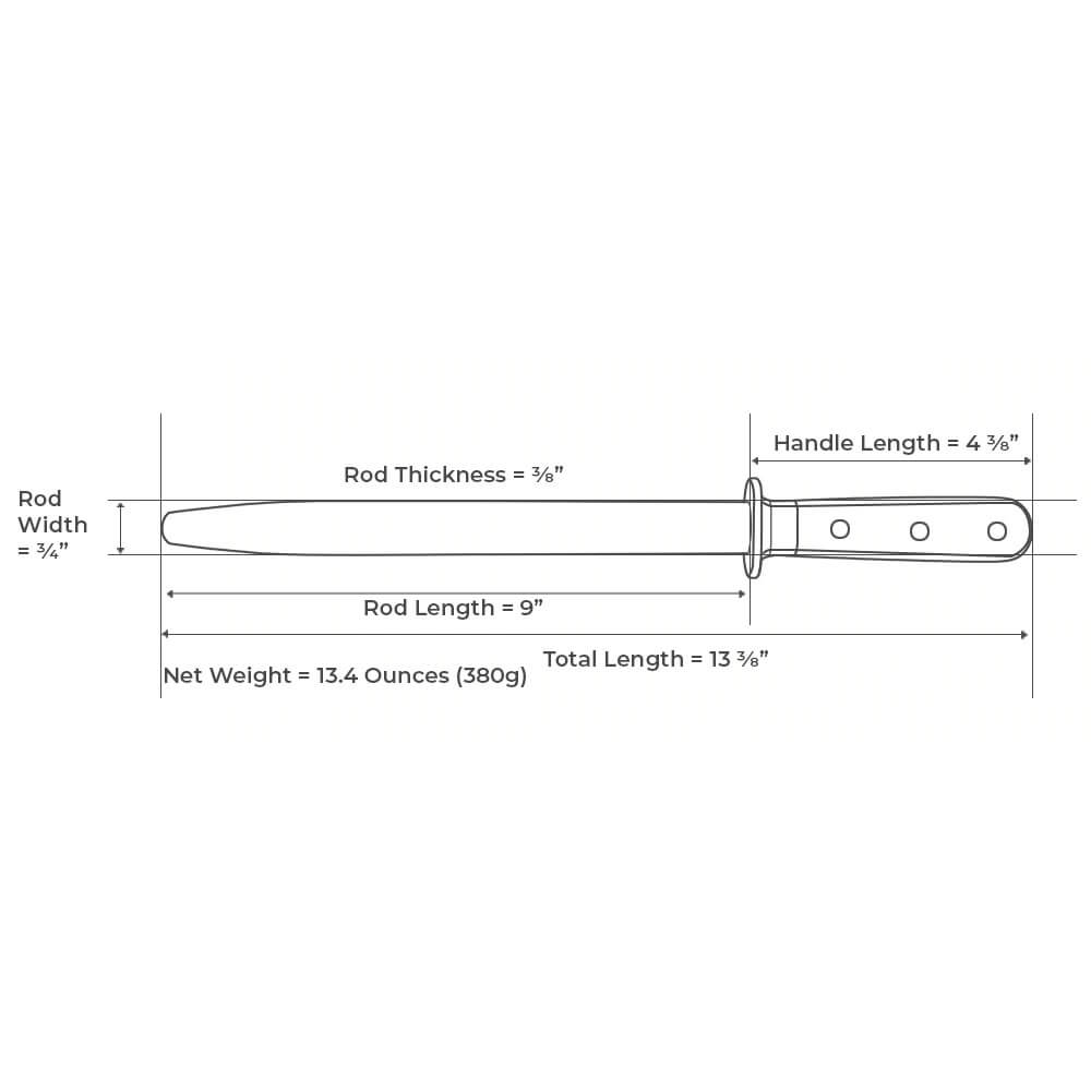 Diamond-Grain Coated Sharpening Rod with Rosewood Handle