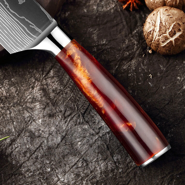 Imperial Crimson Steak Knife Set - High Carbon Steel & Damascus