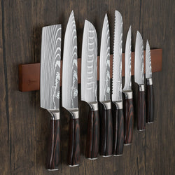 Acacia Wood Magnetic Knife Strip with Senken Imperial Set