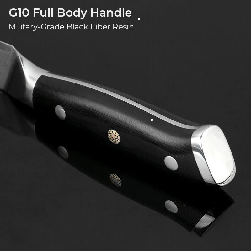 G10 Full Body Handle Military Grade Black Fiber Resin Damascus Knife