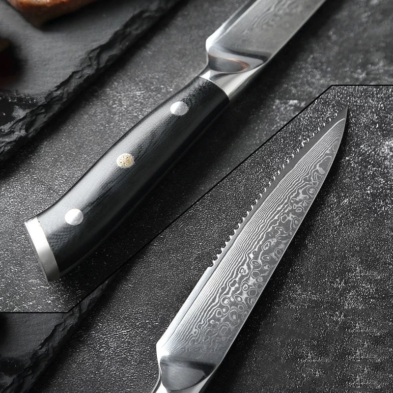 Shogun VG10 Damascus Steel Steak Knife Set - 67-Layer Damascus