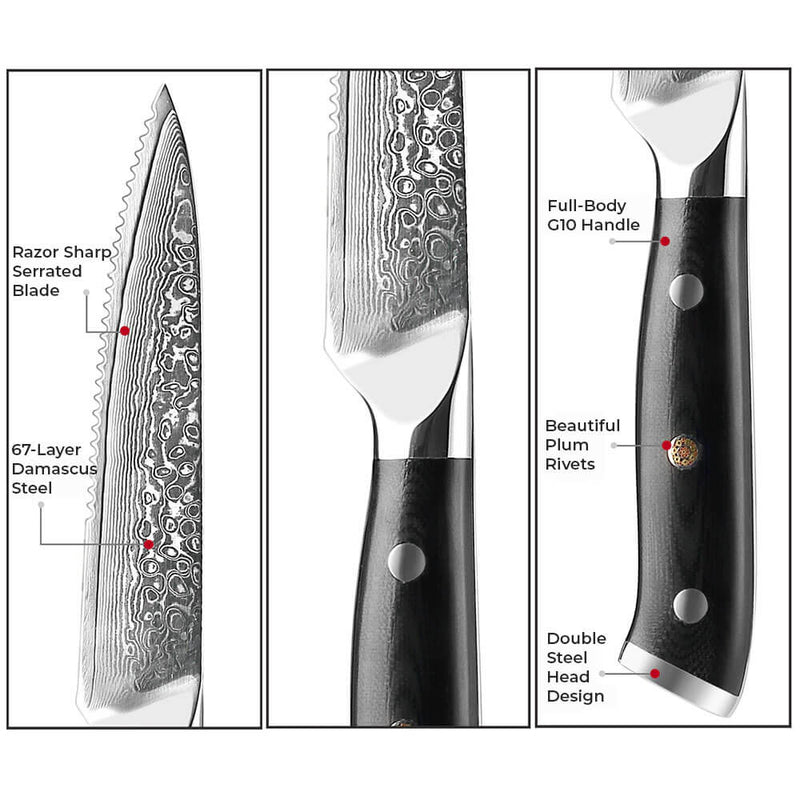 Shogun Japanese Damascus Steel Steak Knife Set Product Image 4
