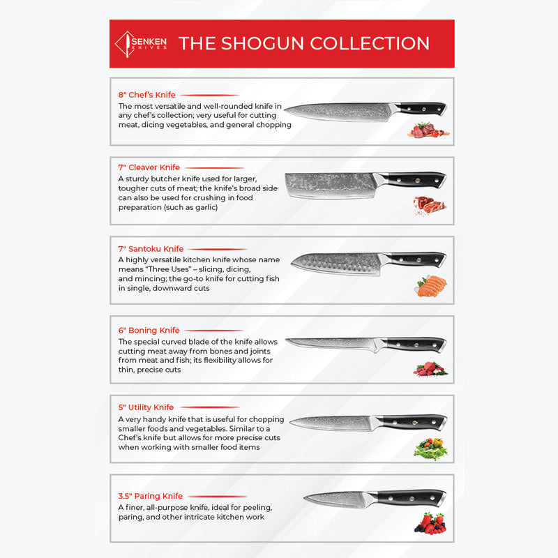 Shogun Collection - Japanese VG10 Damascus Steel Knife Set – Senken Knives