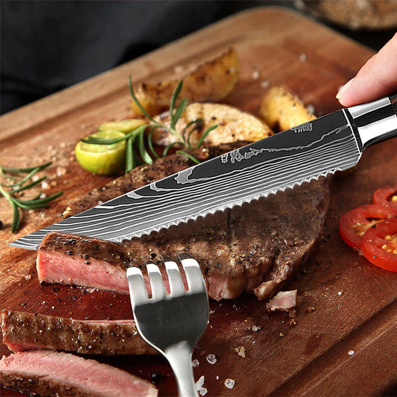 Senken Knives UmiSteak 4 Piece Damascus Steel Steak Knife Set