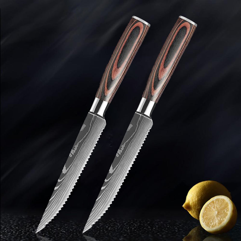 Imperial Steak Knife Set with Damascus Pattern and Resin Handle 2-piece